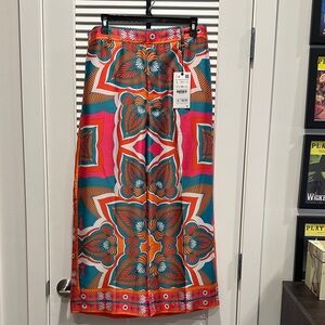 Zara Vibrant Multicolor Silky Ankle Pants